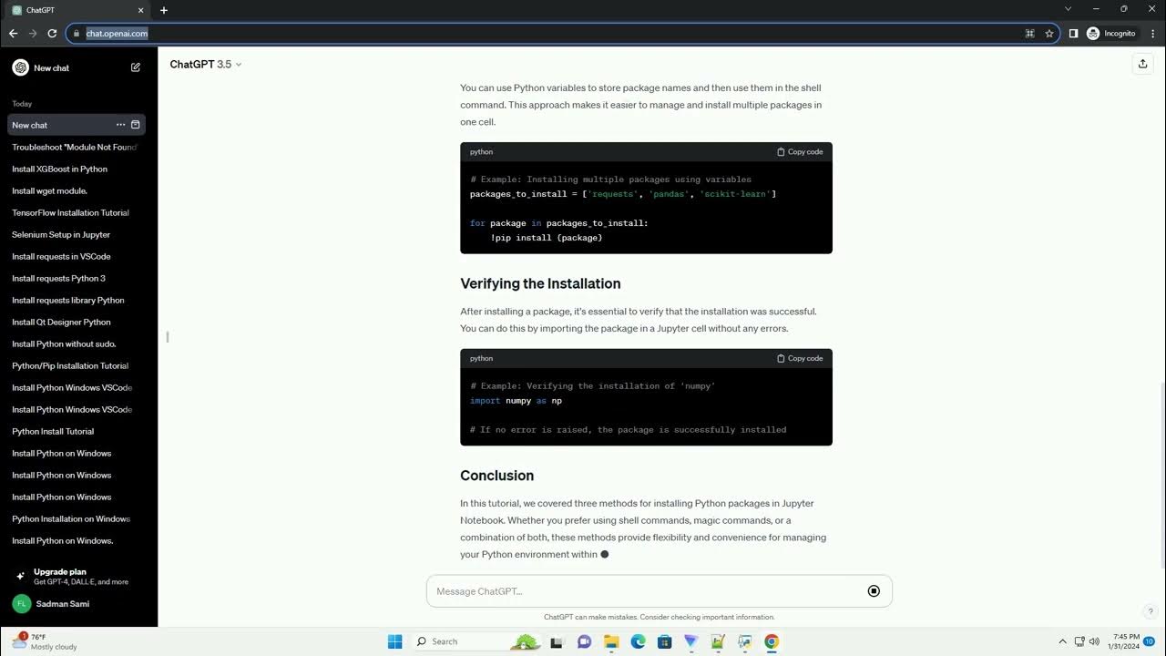installing python packages in jupyter notebook - YouTube