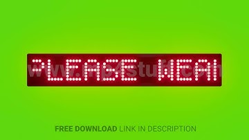 Please Wear Helmet Scrolling Red Dot Matrix LED Text Animation on Green Screen Seamless Loop