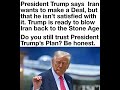 Text describes Trump taking a tough stance on Iran while weighing deal or force.