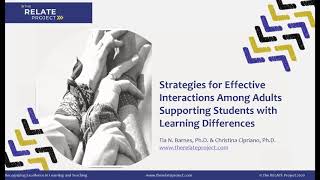 Strategies for Effective Interactions Among Adults Supporting Students with Learning Differences