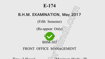 May  2017 Dcrust BHM 5th Sem Reappear Front Office Management Question Paper