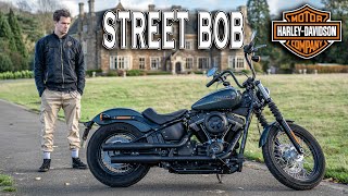 HarleyDavidson Street Bob Softail 107 Review with Vance & Hines Eliminator 300 slipons and Stage 1