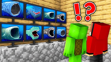 JJ and Mikey Watching on BLOOP SEA MONSTERS with HIDDEN CAMERA in Minecraft Maizen!