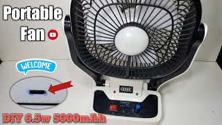 How to make a Portable Fan and LED using 5000mAh battery at home👍