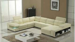 VIG T132 Off-white Bonded Leather Living Room Sectional Sofa VGYIT132