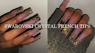 💎SWAROVSKI CRYSTAL FRENCH TIPS💎| ✨watch me do my nails!✨