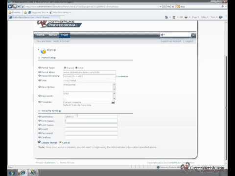 Adding a Child Portal in DotNetNuke