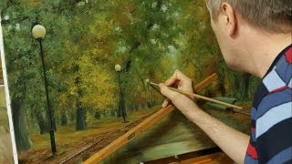 Работа над картиной Осень в парке. Process of creating oil painting from Oleg Buiko.