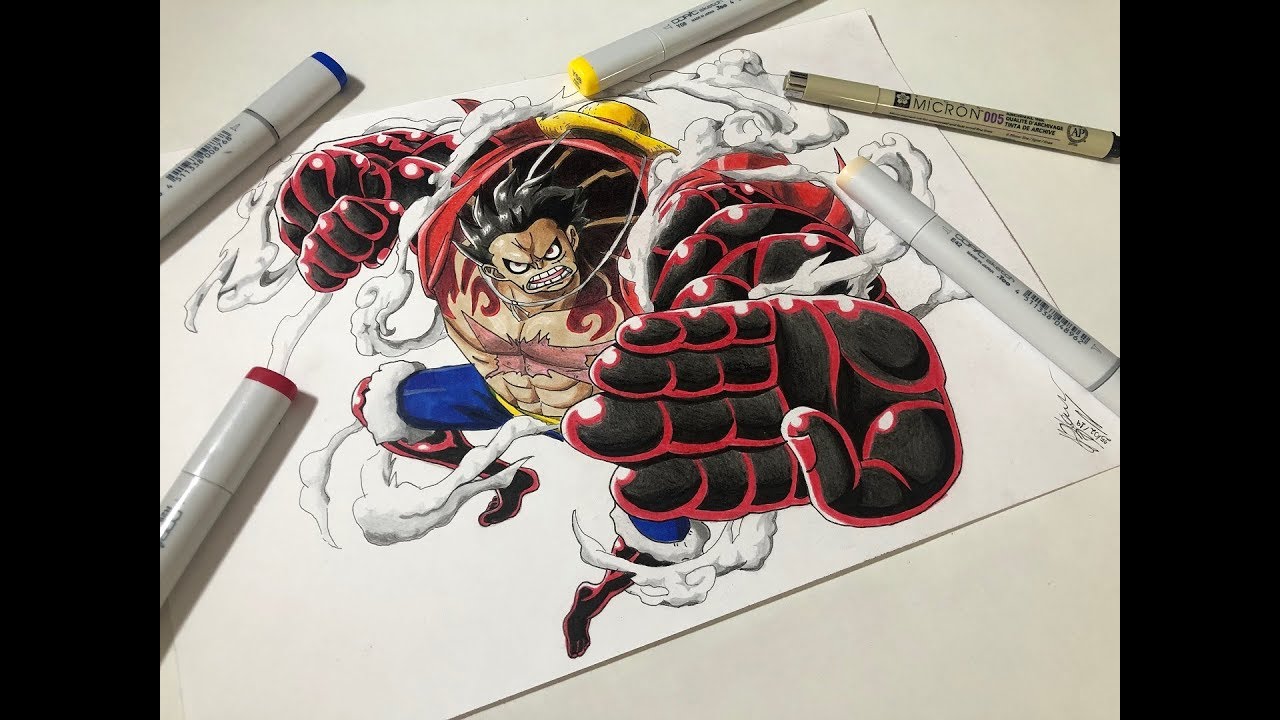 One Piece, Luffy, Luffy Gear 4, Gear 4, Drawing, Speed Drawing, D...