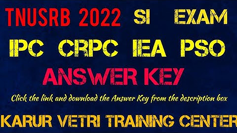 TNUSRB/SI Exam 2022/Dept Quota/Answer Key