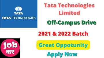 Tata Technologies Limited || Off-Campus Drive || 2021 & 2022 Batch (GET) #jobupdates #jobkar