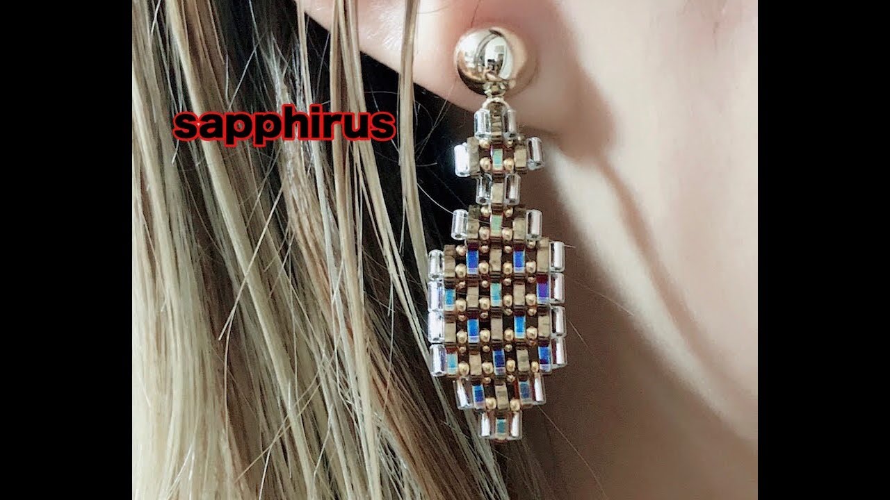 ビーズステッチ クオーターティラビーズで編む幾何学模様のピアス 作り方 How To Make Geometric Earrings Quarter Tila Youtube