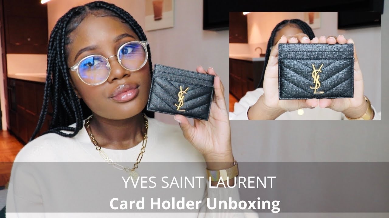 Get that luxurious look with this YSL card holder with gold hardware, , Yves  Saint Laurent