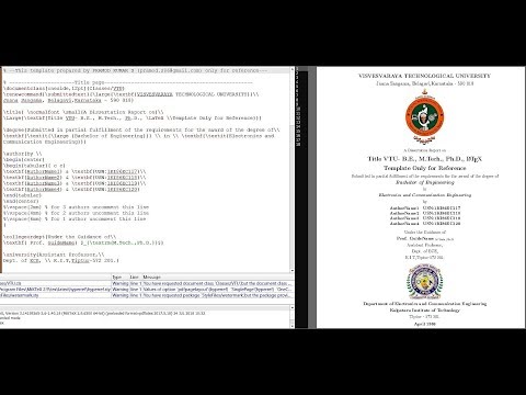 VTU  Thesis Template in LaTeX for B.E., M.Tech., Ph.D.,(Prerequisites and Title Page)