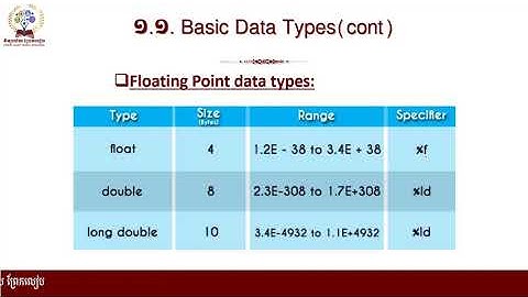 #មុខវិជ្ជា៖ព័ត៌មានវិទ្យាថ្នាក់ទី១០ #ជំពូកទី២៖ C Programming Language#មេរៀនទី៣៖ Data Types (តចប់)