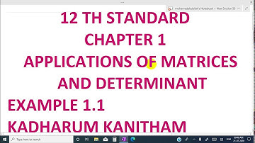 12TH STD EXAMPLE 1.1 APPLICATIONS OF MATRICES AND DETERMINANT CHAPTER 1