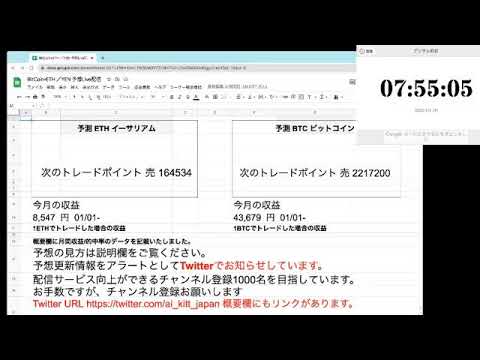 AI予想 ビットコイン・イーサリアムLive配信　2023・1・4