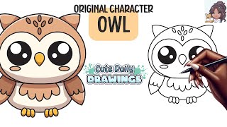 How to Draw a Cute Owl ⏐ Animals A - Z ⏐ Cute Easy Drawing Tutorial ⏐ Lofi Music for Drawing screenshot 2