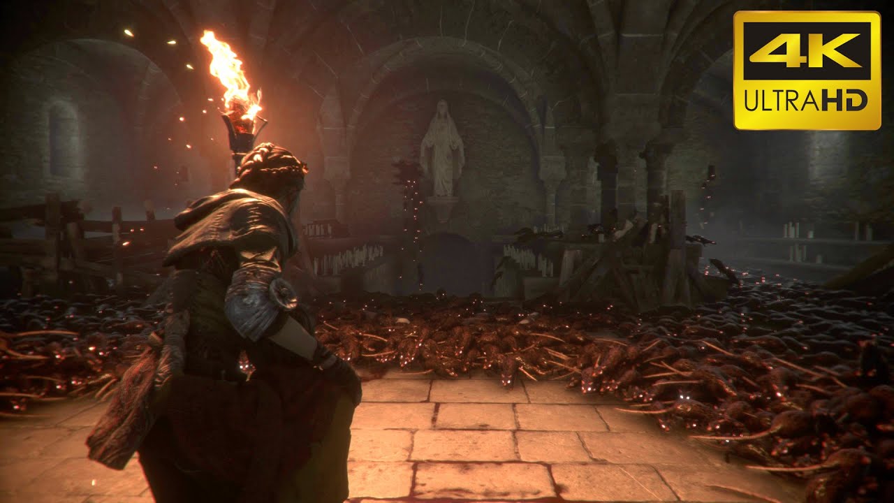 Amicia & Hugo's First Rat Swarm Encounter Scene 4K ULTRA HD - A Plague Tale Innocence Cinematic Clip