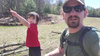 Dad and son hiking at Durfee Hill Management Area.