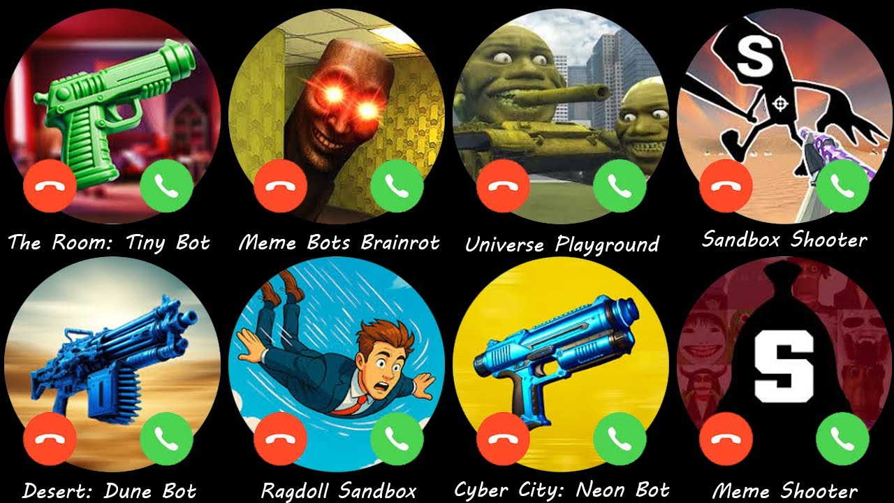 Meme Shooter,The Room: Tiny Bot,Desert: Dune Bot,Ragdoll Sandbox,Meme Bots Brainrot,Sandbox Shooter.