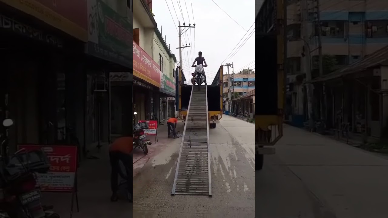 Bike Unloading from truck driving skill test 