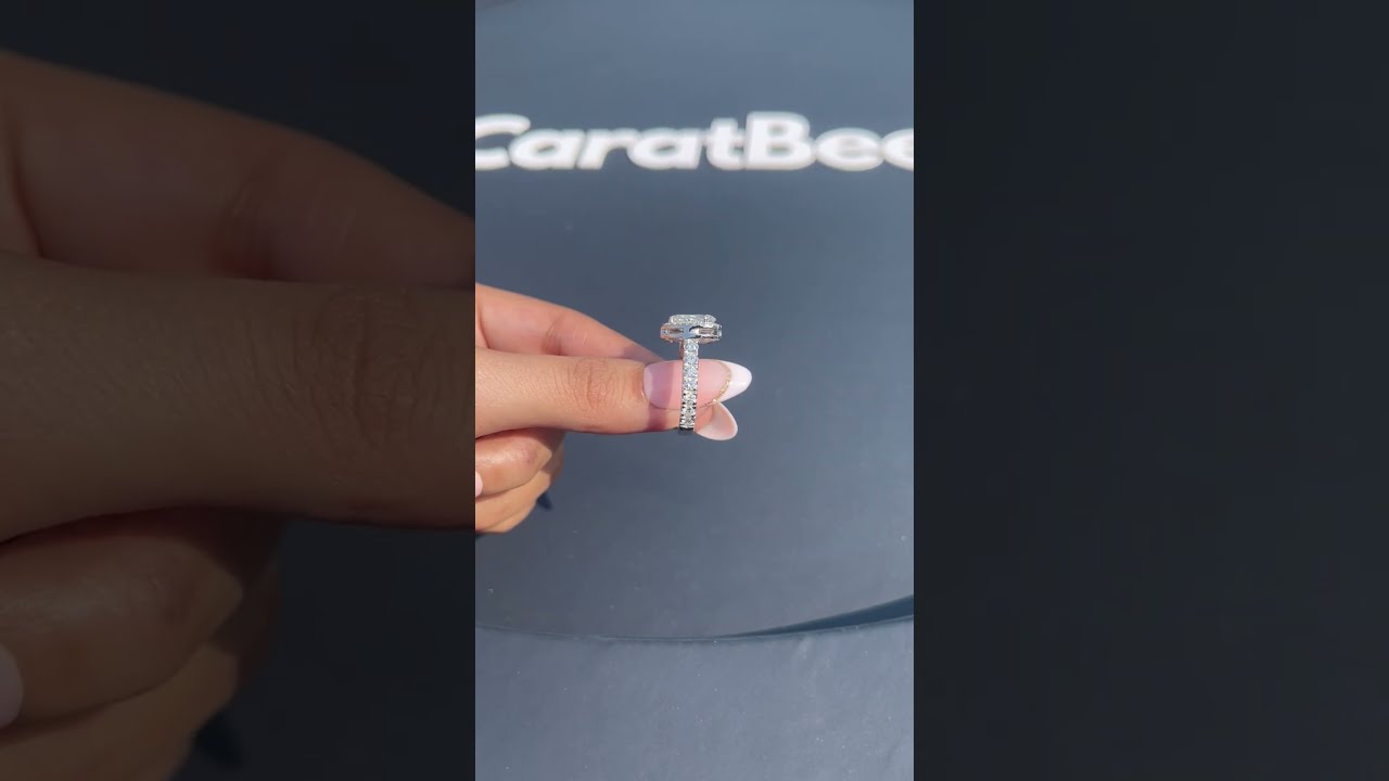 Ayana Toi Et Moi Halo Ring in 14k White Gold With Pear and Emerald Lab Grown Diamond