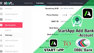 Startapp Ads Payment Setting Setup Add Bank Account 2021 Full Bangla Tutorial
