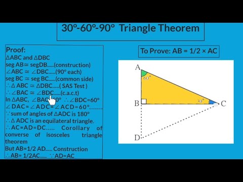 9th Maths 2 30 60 90 Triangle Theorem Youtube 9th Maths 2 30 60 90 Triangle Theorem Youtube