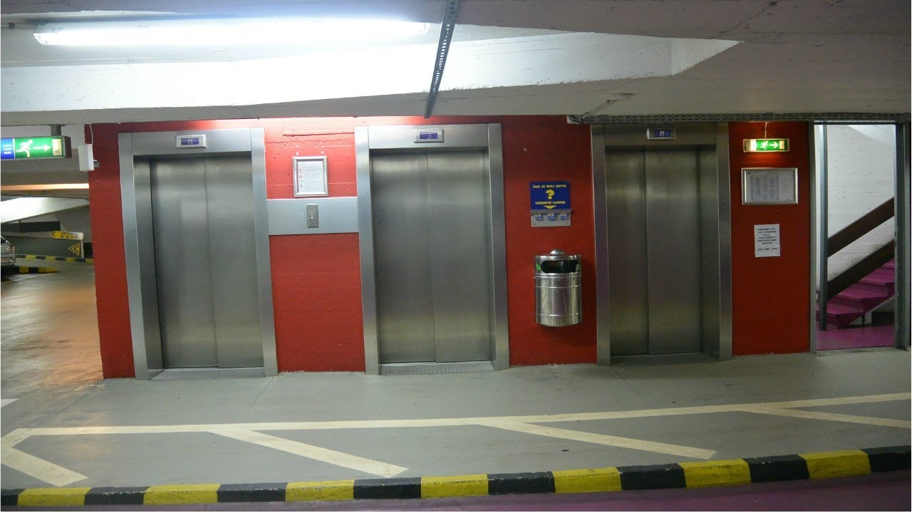Interesting 2008 Otis Gen2 traction elevators @ a Parking Garage Trdinova, Ljubljana, Slovenia