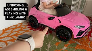Unboxing, Assembling & Testing the PINK Lamborghini Ride-On Car! 🚗💨 Kids LOVE This!