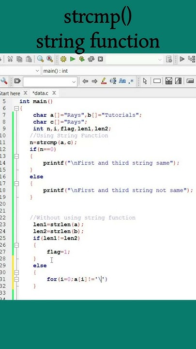 #97 strcmp() string function || comparison of two strings || C Program ...