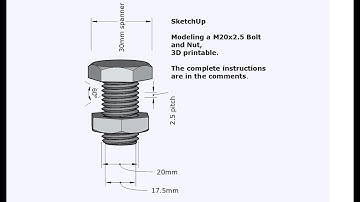 Making a M20x2.5 bolt and nut with accurate threads using SketchUp