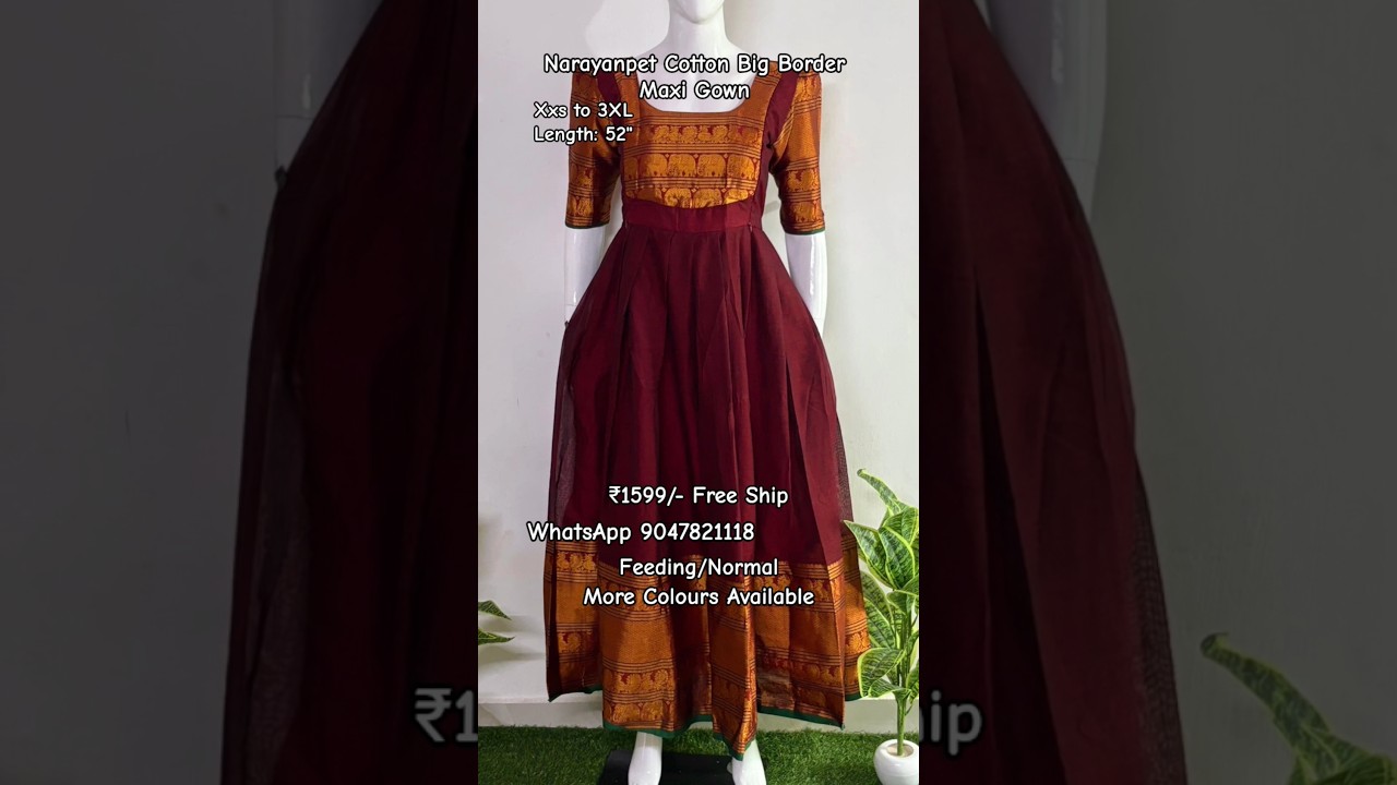Narayanpet Cotton Big Border Maxi Gown 