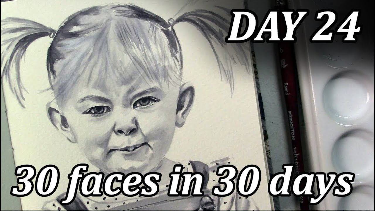 30 FACES in 30 DAYS // Art challenge // Day 24: portrait monochromatic ...