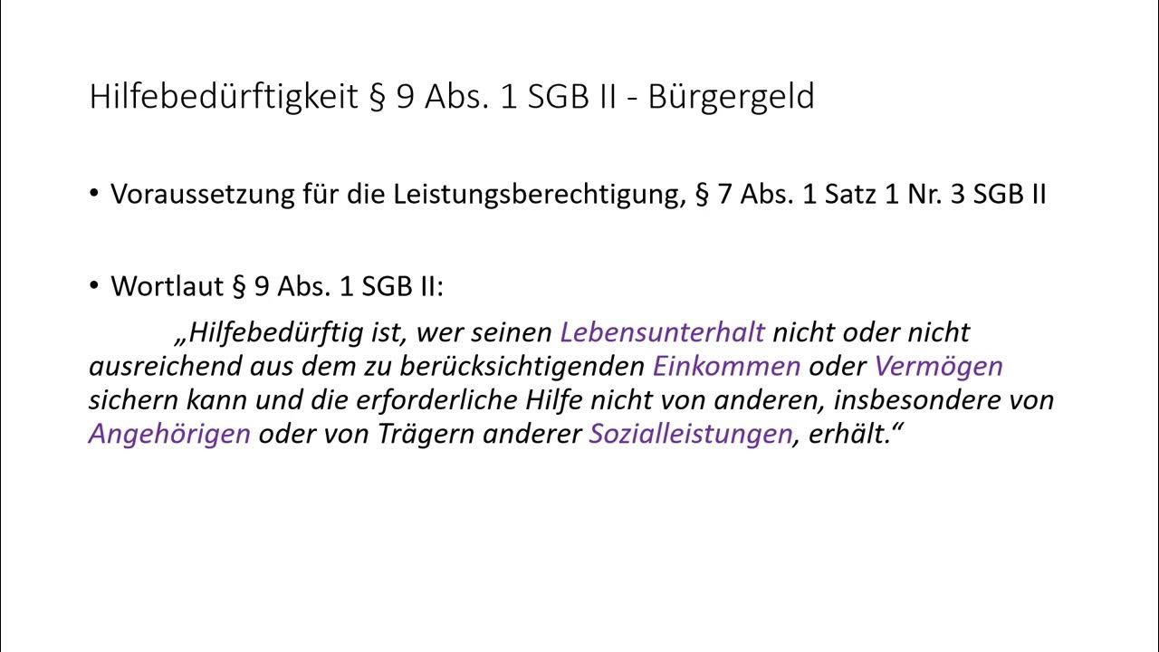 Hilfebed rftigkeit 9 abs 1 sgb ii b rgergeld youtube