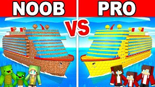 Mikey Family & JJ Family - NOOB vs PRO : CRUISE SHIP Build Challenge in Minecraft