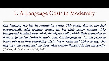 Charles Taylor & Recovery of Language (of Meaning)