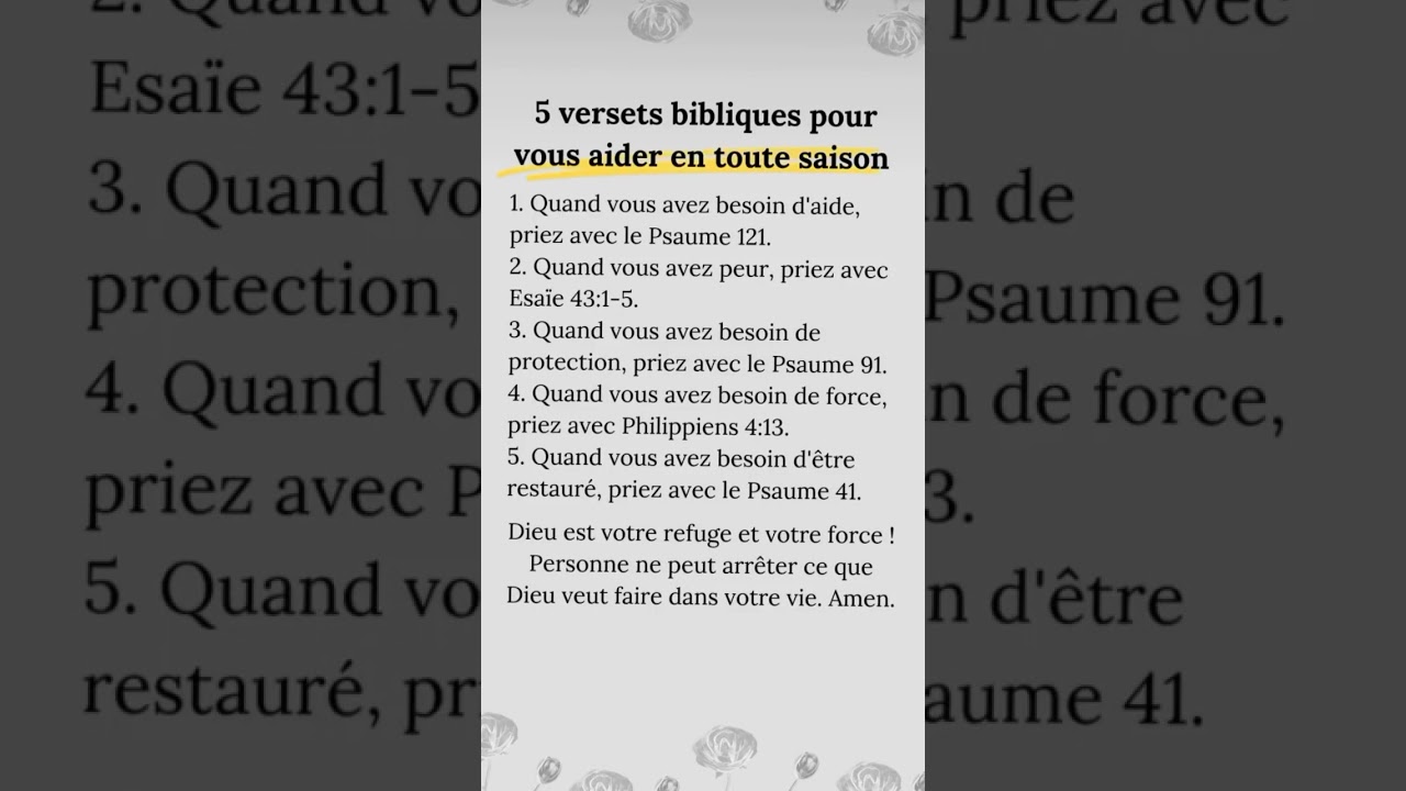 5 Versets bibliques pour vous aider en Toute Saison 🙏🏽📖