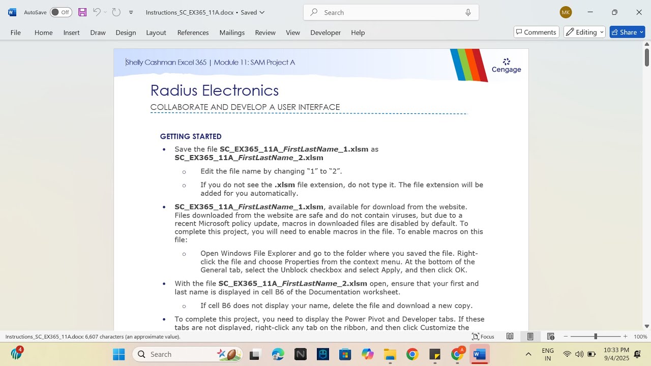 Shelly Cashman Excel 365 | Module 11 SAM Project A | Radius Electronics