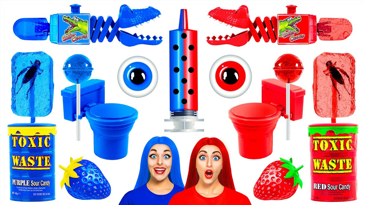 Κόκκινο Φαγητό vs Μπλε Φαγητό Challenge | Αστείες Στιγμές Multi DO Best