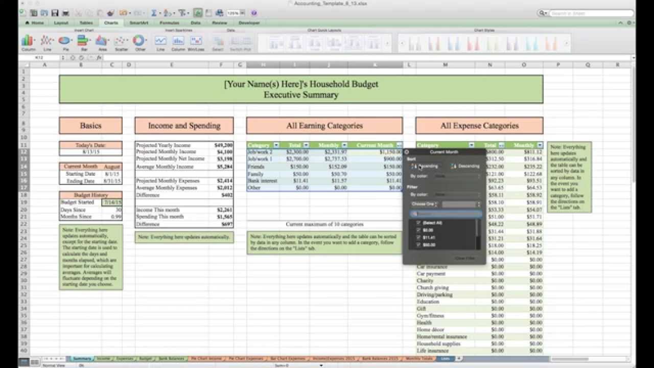 Household Chart Of Accounts Template