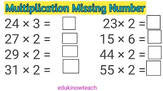 multiplication missing numbers worksheet| multiplication |#maths|#multiplication  |@edukinowteach