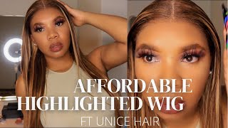 AFFORDABLE HIGHLIGHTED WIG | WATCH ME INSTALL THIS WIG FT UNICE HAIR