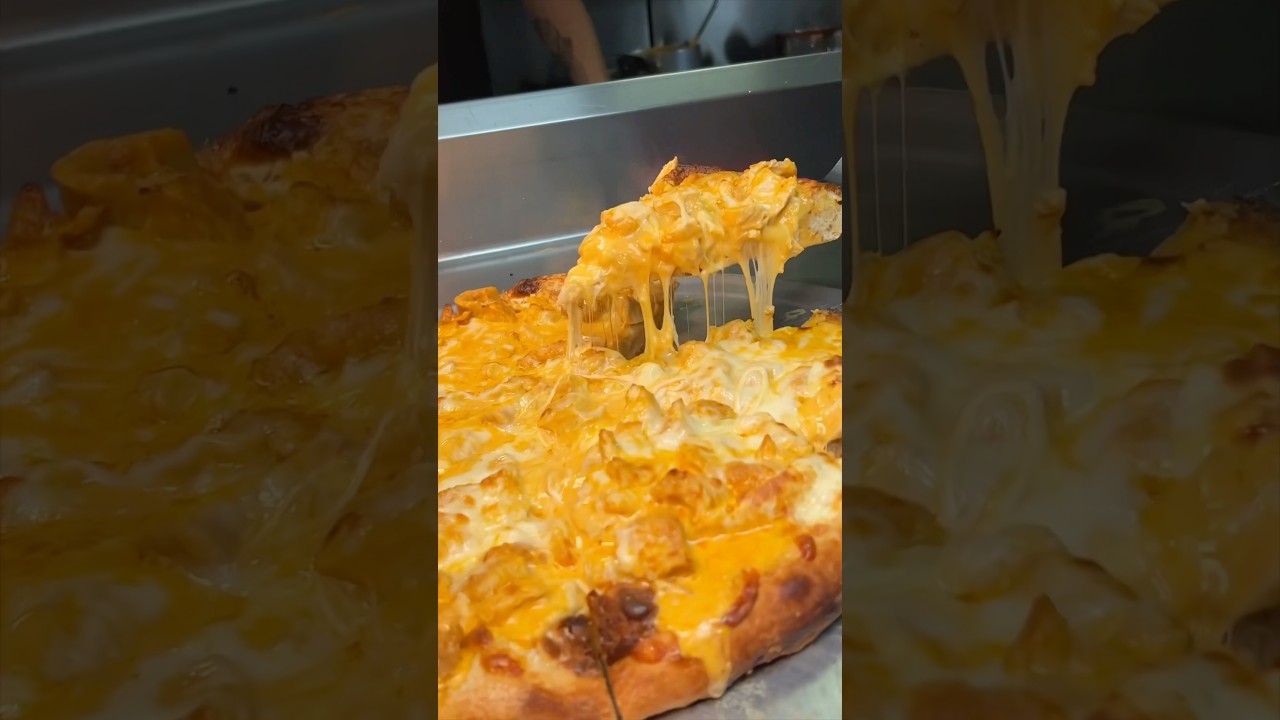 Incredible BUFFALO CHICKEN PAN PIZZA from Frank & Danny’s Pizza on Staten Island, NY!  #DEVOURPOWER