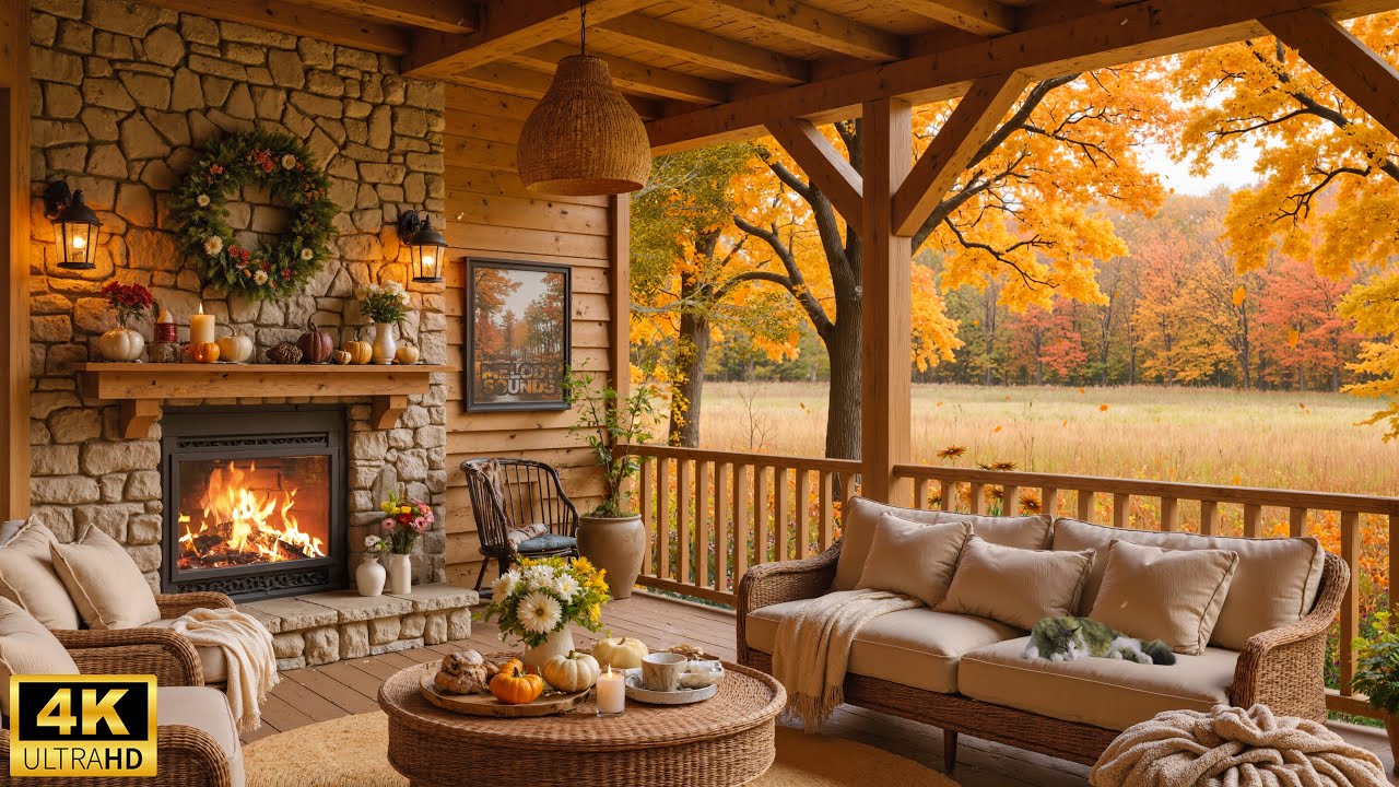 Cozy Autumn Cabin - Relaxing Piano & Fireplace Ambience for Work, Sleep ...