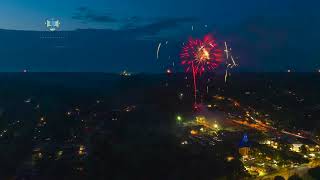 Irondequoit Town Hall Festivities Street Dance and Fireworks Drone Hyper lapse July 3rd and 4th 2023