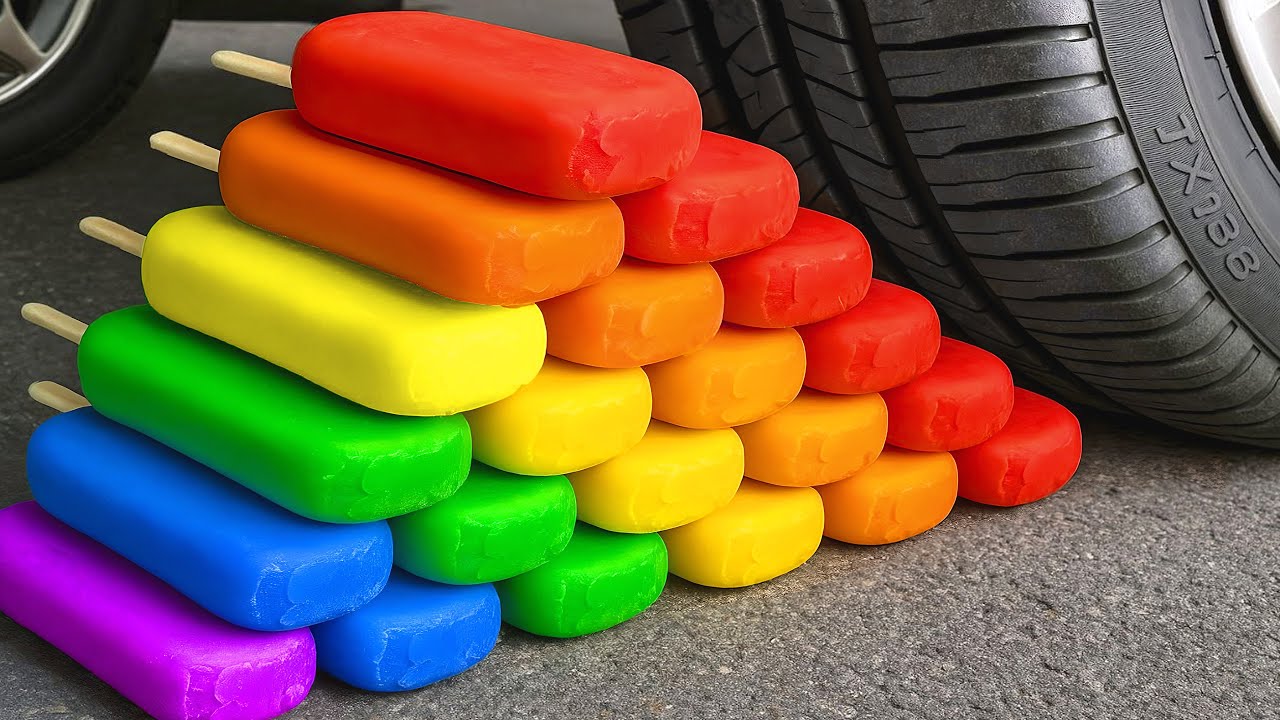 Crushing Experiments Video! &Car vs Crunchy Color Giant Toothpaste Balloons & Soft Things By Car 2