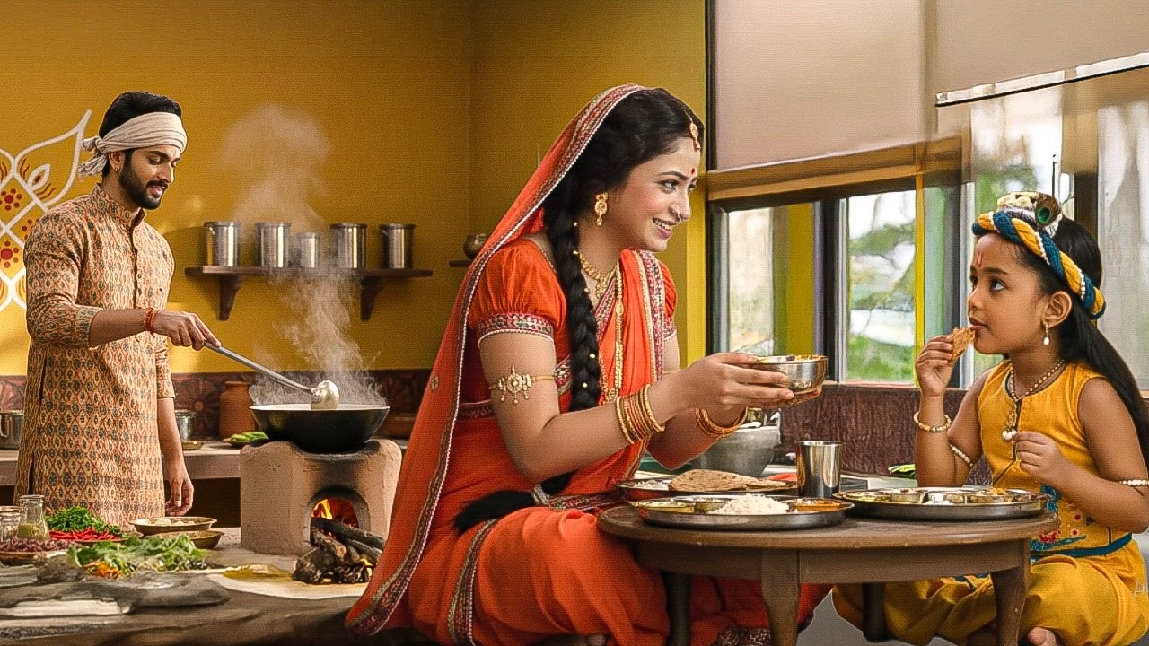 बाबा ने बनाया अपने हाथो से मैया और कान्हा के लिए खाना|| Yashomati Maiyaa Ke Nandlala ||