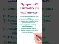Symptoms Of TB | Tuberculosis #tb #medical #health #shorts